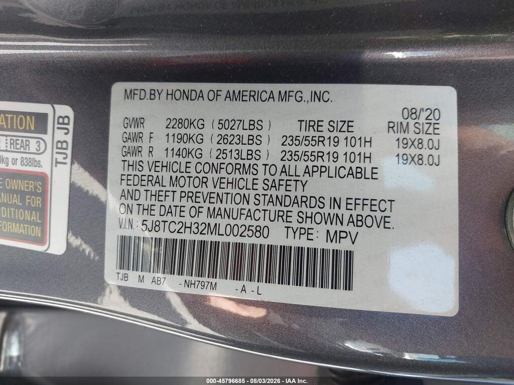 5J8TC2H32ML002580 2021 ACURA RDX photo no. 9