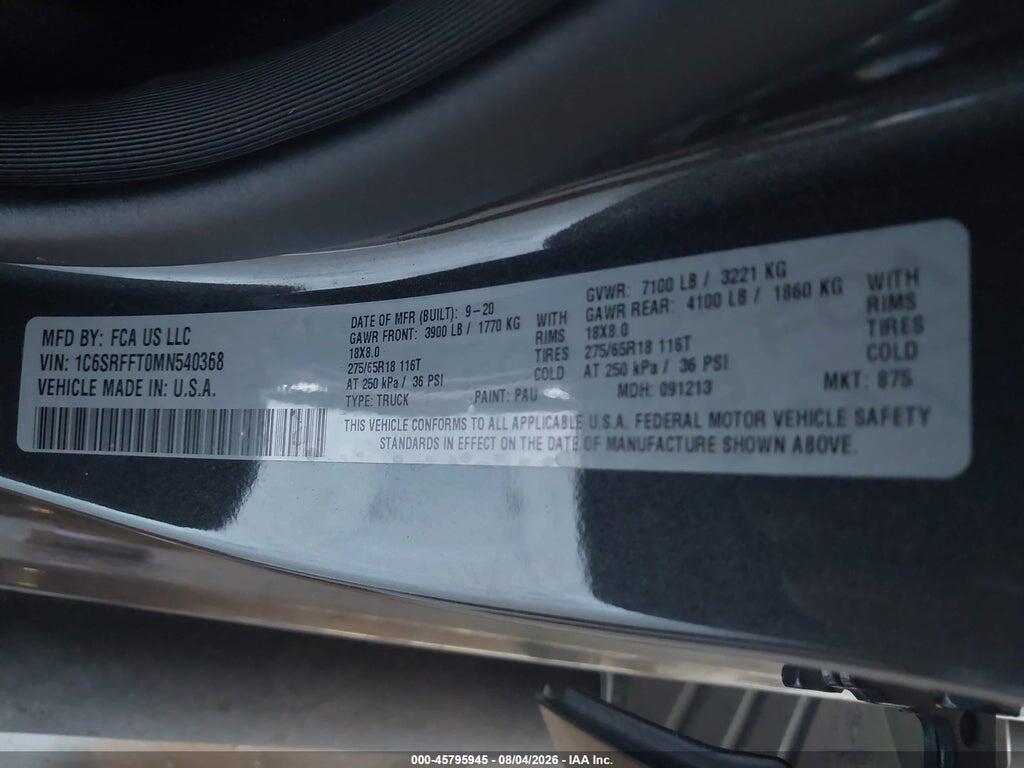 1C6SRFFT0MN540368 2021 RAM 1500 photo no. 9