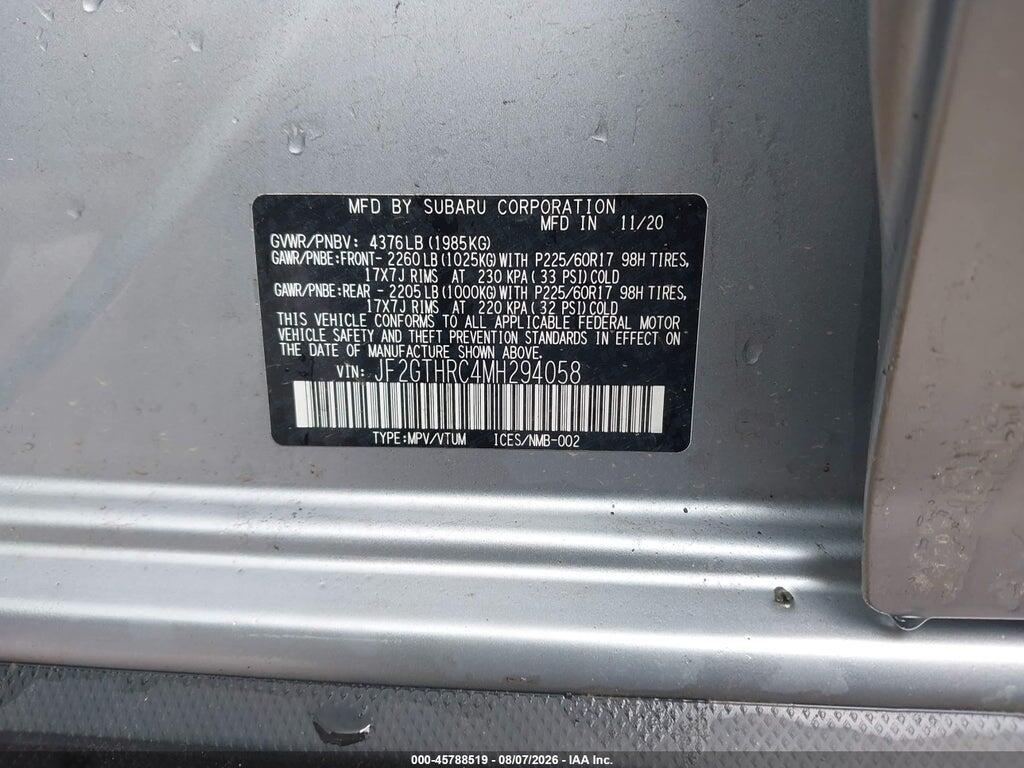 JF2GTHRC4MH294058 2021 SUBARU CROSSTREK photo no. 9