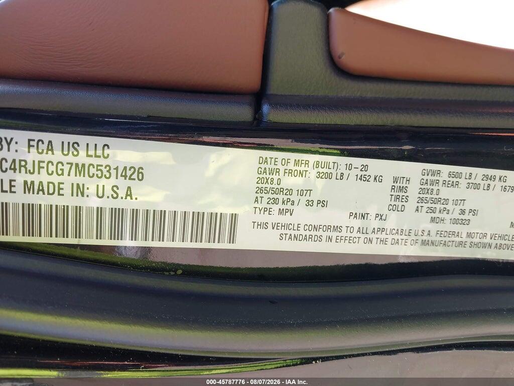 1C4RJFCG7MC531426 2021 JEEP GRAND CHEROKEE photo no. 9