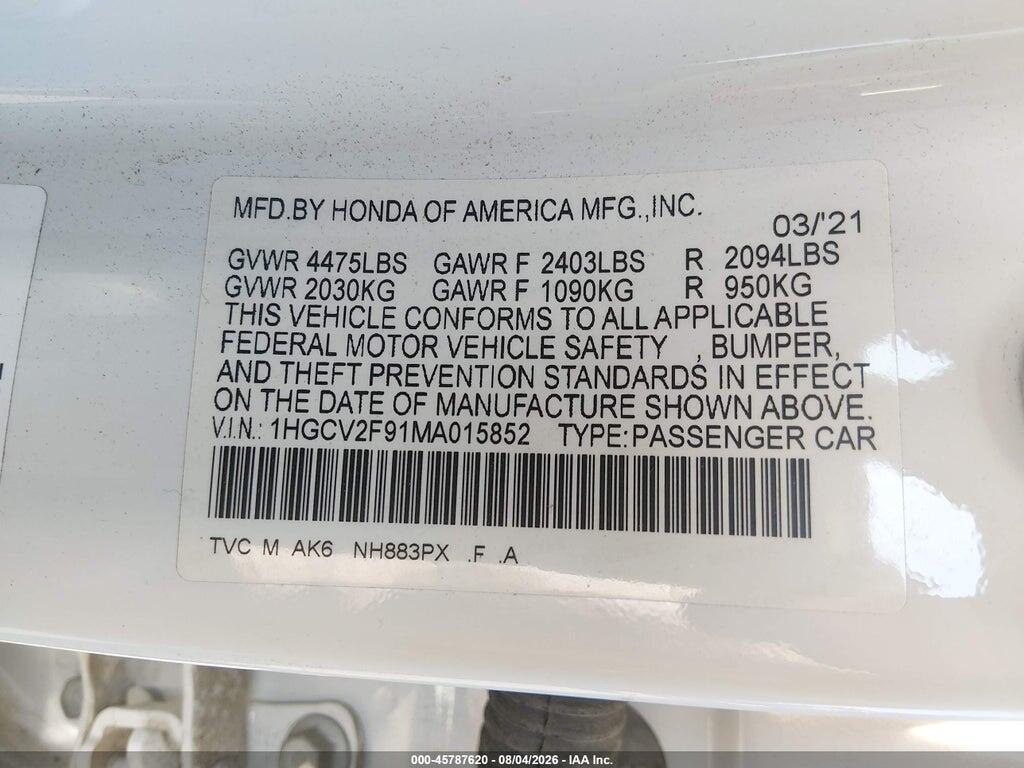 1HGCV2F91MA015852 2021 HONDA ACCORD photo no. 9