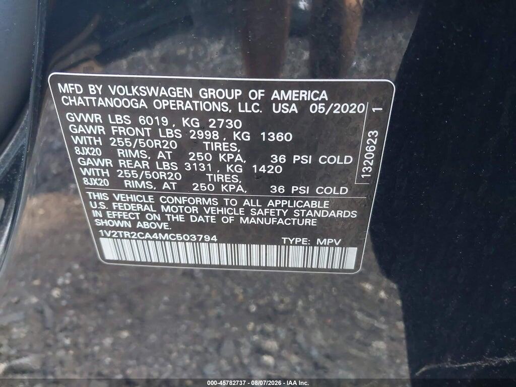 1V2TR2CA4MC503794 2021 VOLKSWAGEN ATLAS photo no. 9