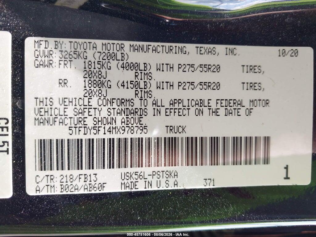 5TFDY5F14MX978795 2021 TOYOTA TUNDRA photo no. 9