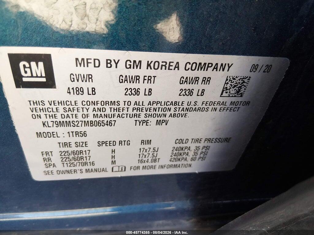 KL79MMS27MB065467 2021 CHEVROLET TRAILBLAZER photo no. 9