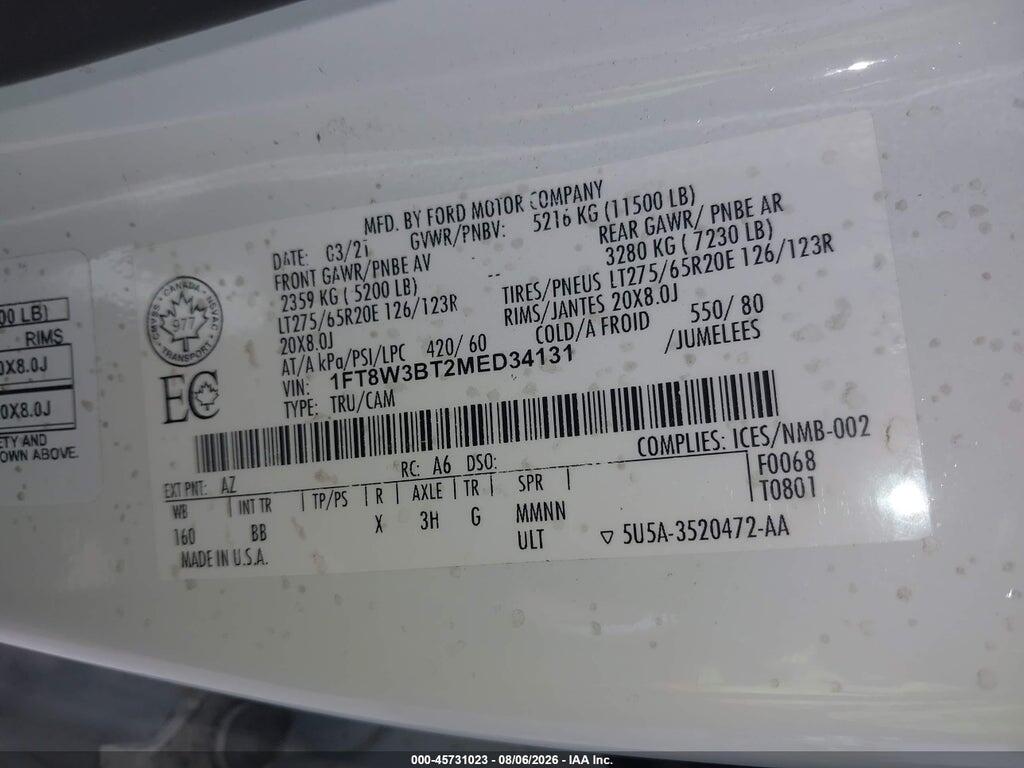 1FT8W3BT2MED34131 2021 FORD F-350 photo no. 8