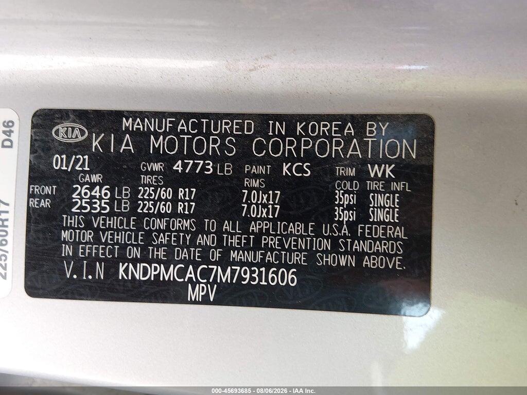 KNDPMCAC7M7931606 2021 KIA SPORTAGE photo no. 9