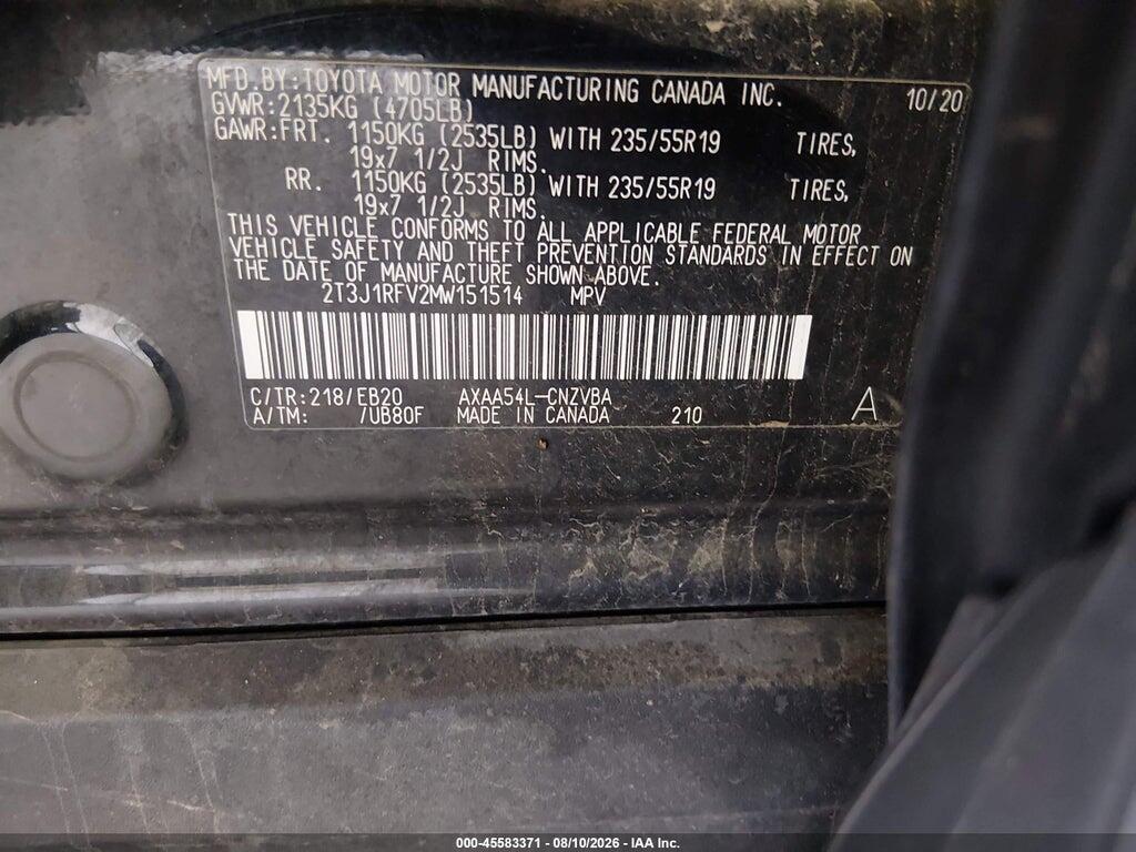 2T3J1RFV2MW151514 2021 TOYOTA RAV4 photo no. 9
