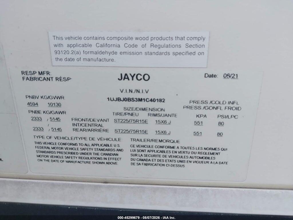 1UJBJ0BS3M1C40182 2021 JAYCO OTHER photo no. 9