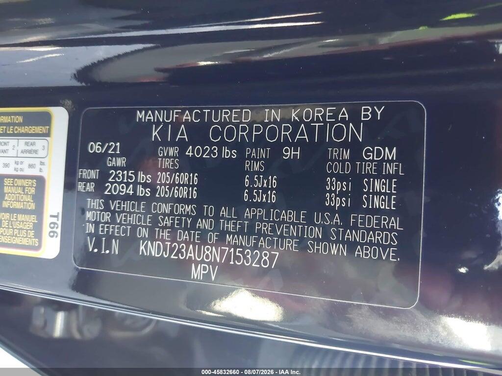 KNDJ23AU8N7153287 2022 KIA SOUL photo no. 9