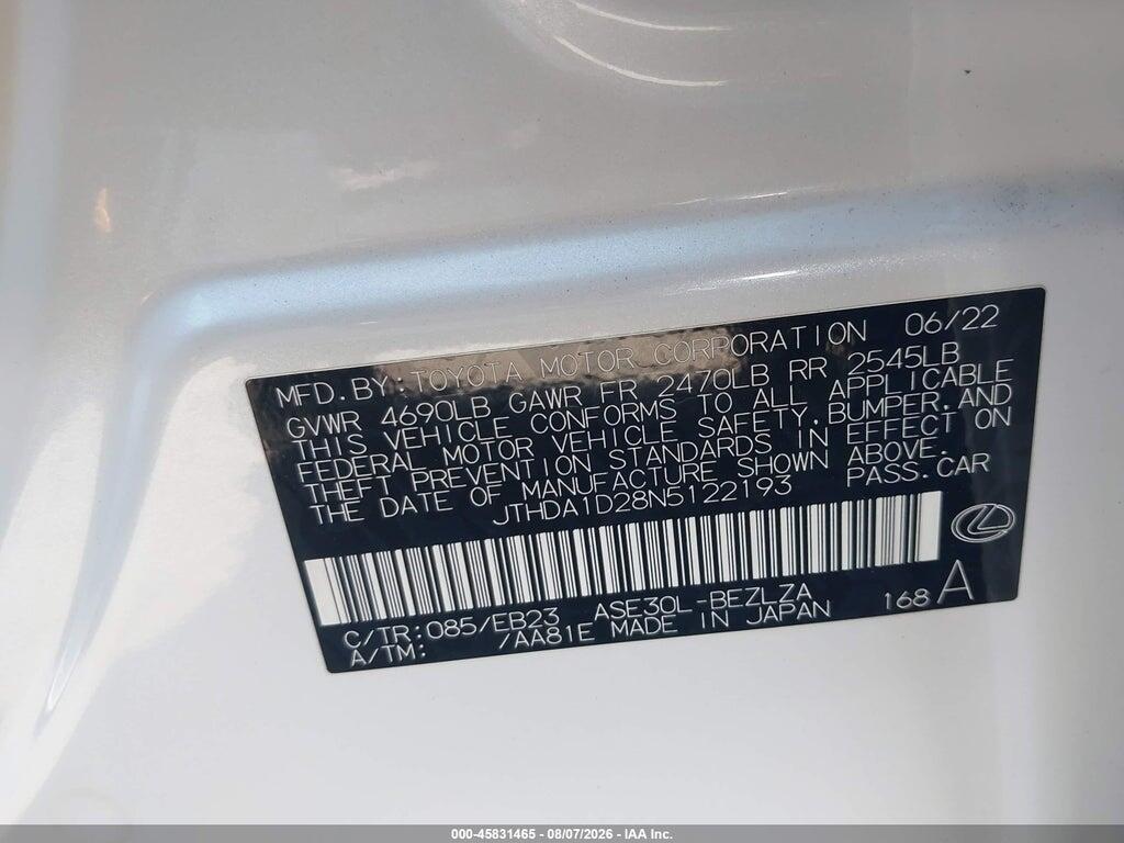 JTHDA1D28N5122193 2022 LEXUS IS 300 photo no. 9
