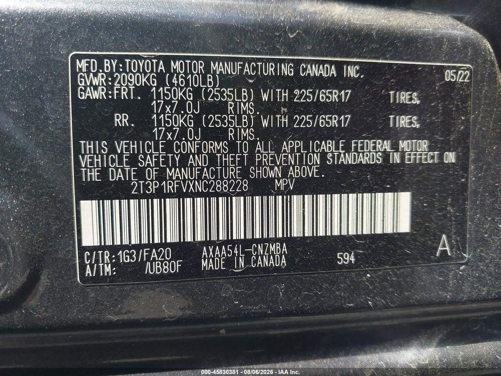 2T3P1RFVXNC288228 2022 TOYOTA RAV4 photo no. 9