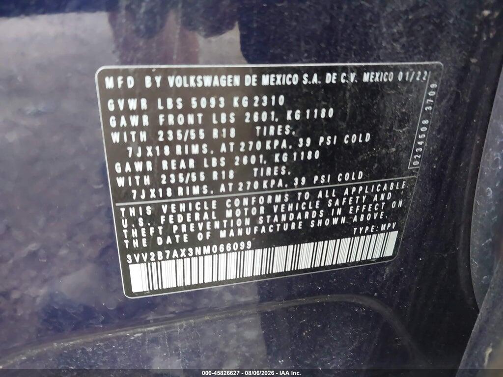 3VV2B7AX3NM066099 2022 VOLKSWAGEN TIGUAN photo no. 9