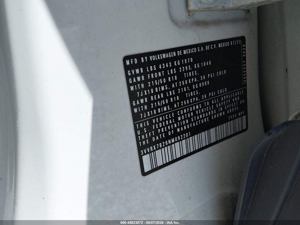 3VVRX7B26NM092201 2022 VOLKSWAGEN TAOS photo no. 9
