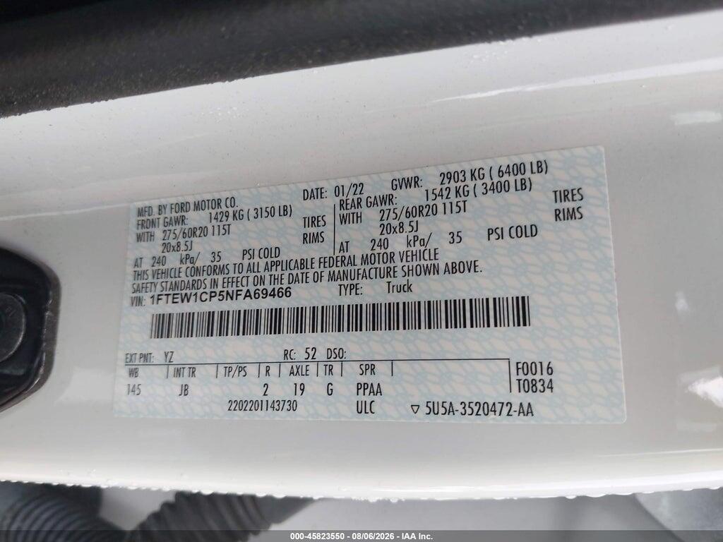 1FTEW1CP5NFA69466 2022 FORD F-150 photo no. 9