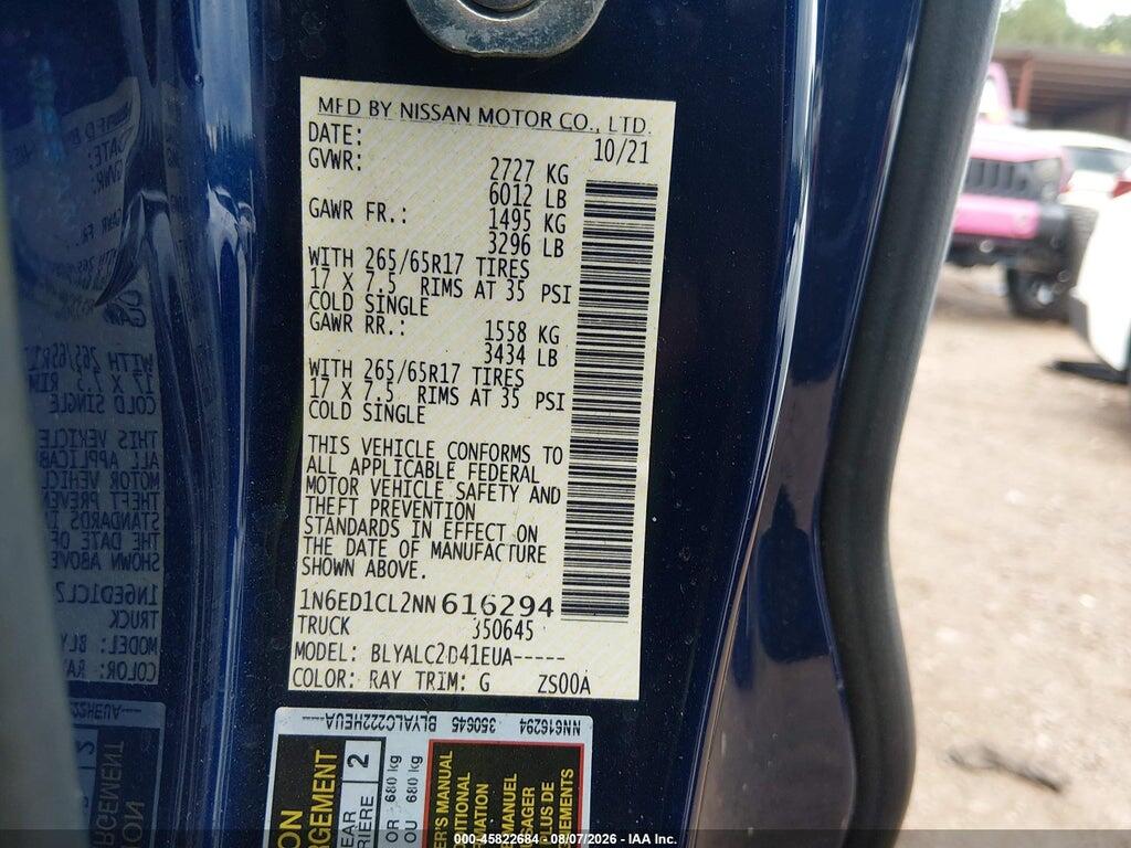 1N6ED1CL2NN616294 2022 NISSAN FRONTIER photo no. 9