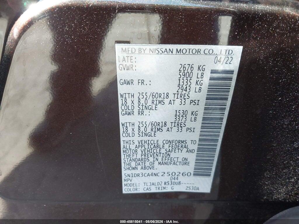 5N1DR3CA4NC250260 2022 NISSAN PATHFINDER photo no. 9