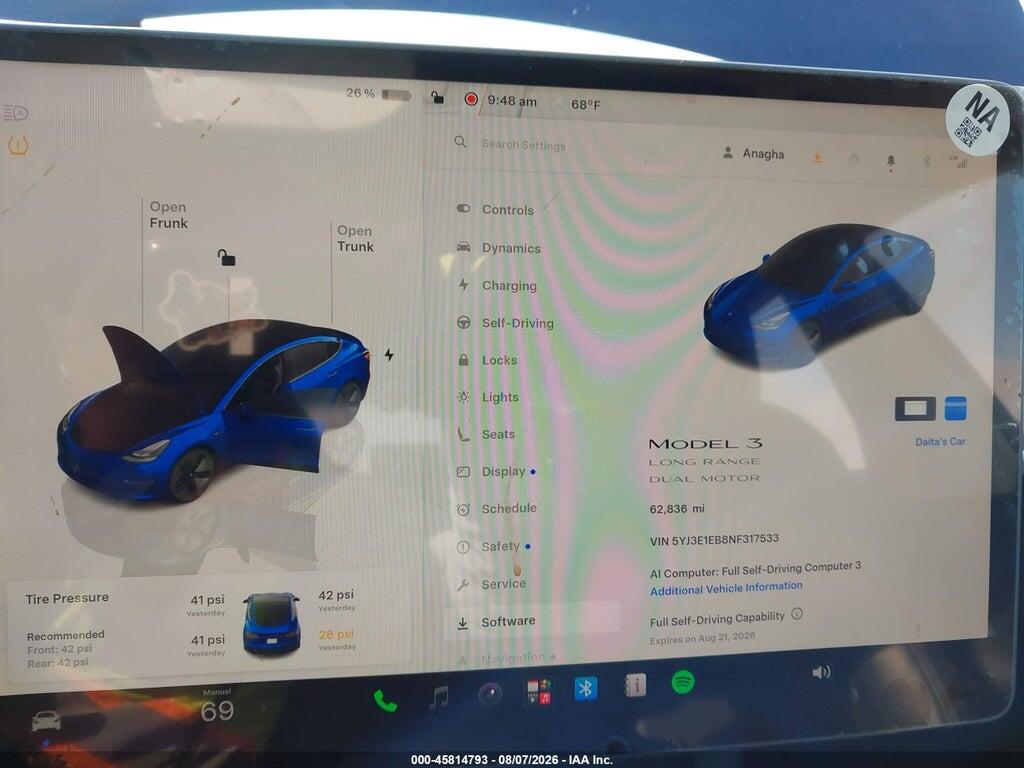 5YJ3E1EB8NF317533 2022 TESLA MODEL 3 photo no. 7