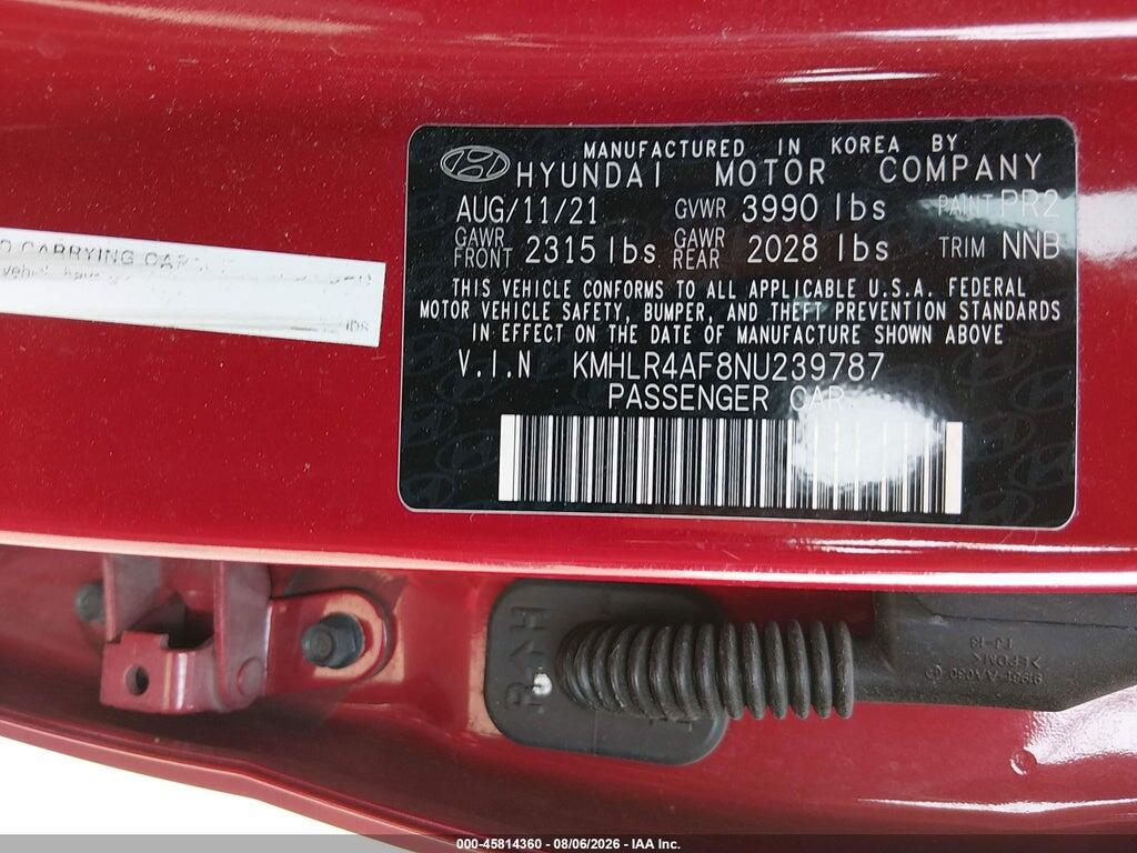 KMHLR4AF8NU239787 2022 HYUNDAI ELANTRA photo no. 9