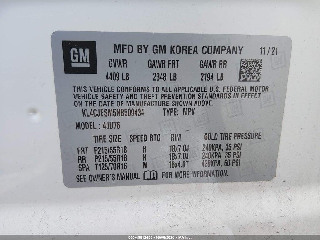 KL4CJESM5NB509434 2022 BUICK ENCORE photo no. 9