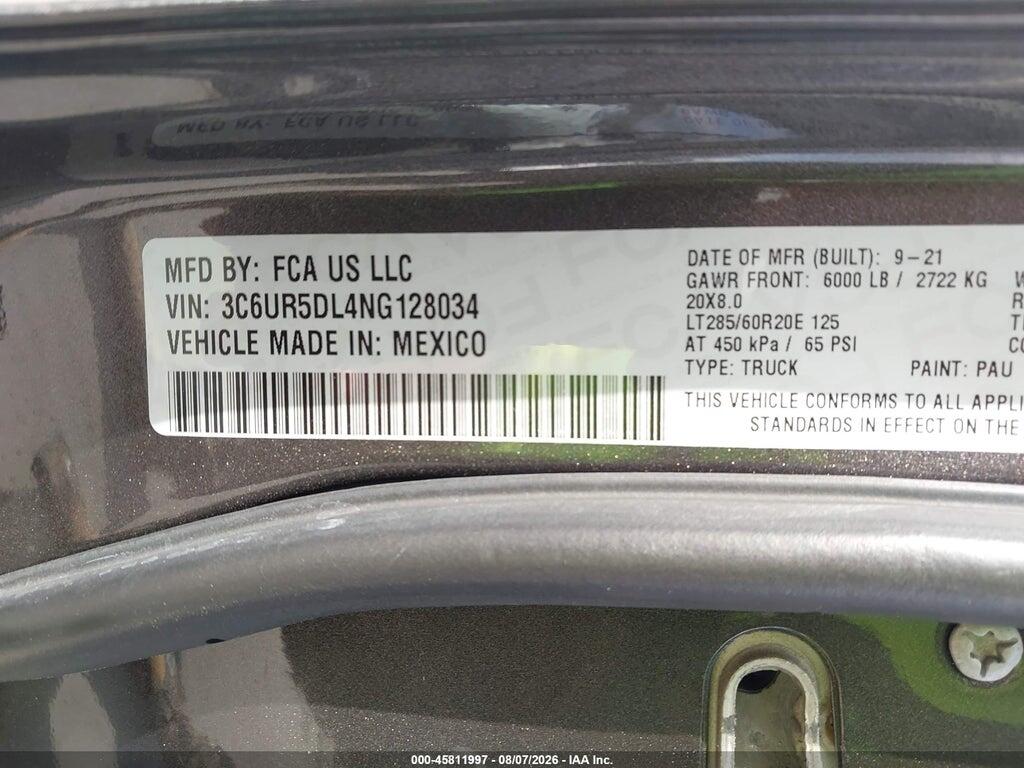 3C6UR5DL4NG128034 2022 RAM 2500 photo no. 9