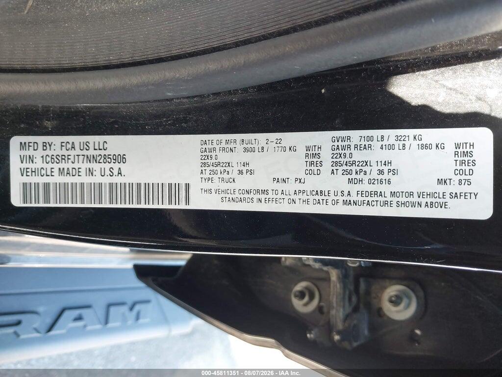 1C6SRFJT7NN285906 2022 RAM 1500 photo no. 9