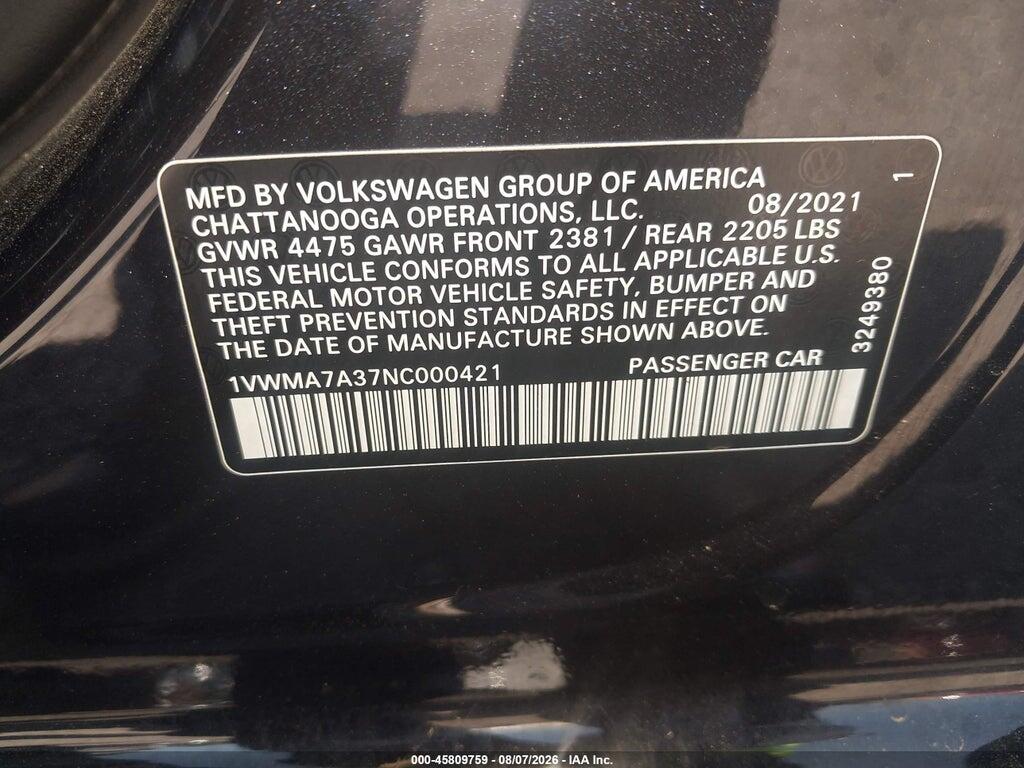1VWMA7A37NC000421 2022 VOLKSWAGEN PASSAT photo no. 9