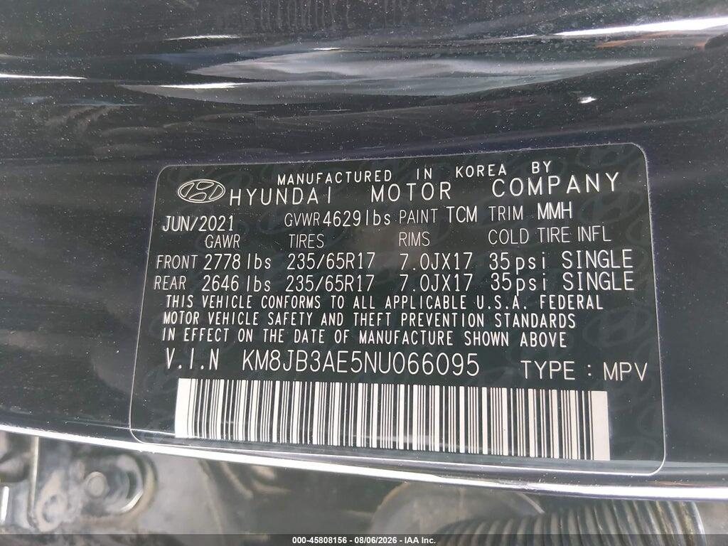 KM8JB3AE5NU066095 2022 HYUNDAI TUCSON photo no. 9