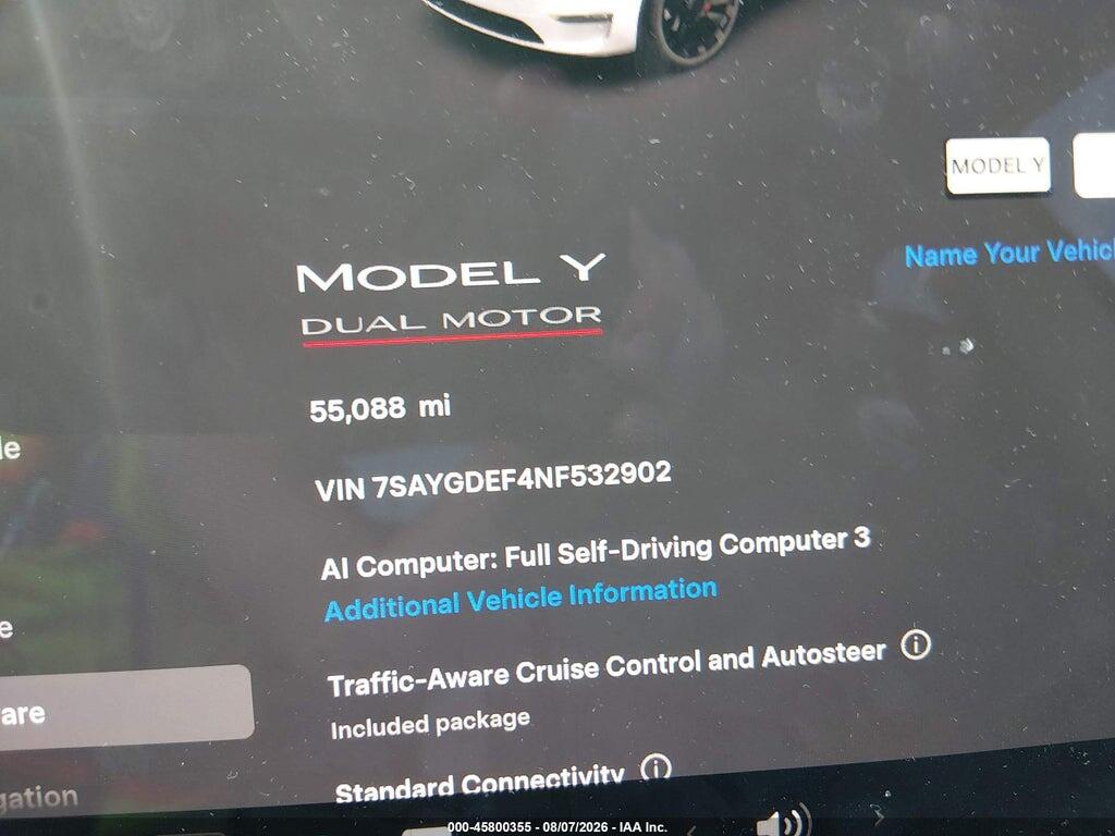 7SAYGDEF4NF532902 2022 TESLA MODEL Y photo no. 7