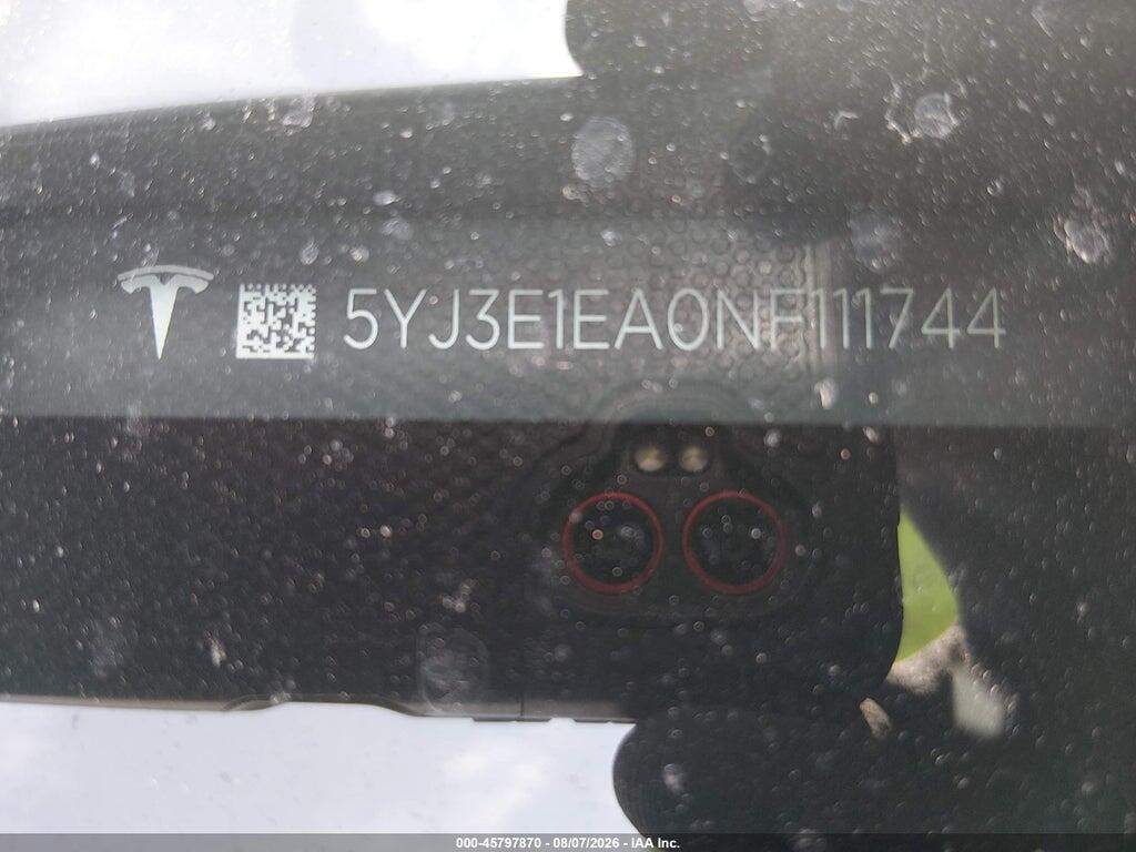 5YJ3E1EA0NF111744 2022 TESLA MODEL 3 photo no. 9