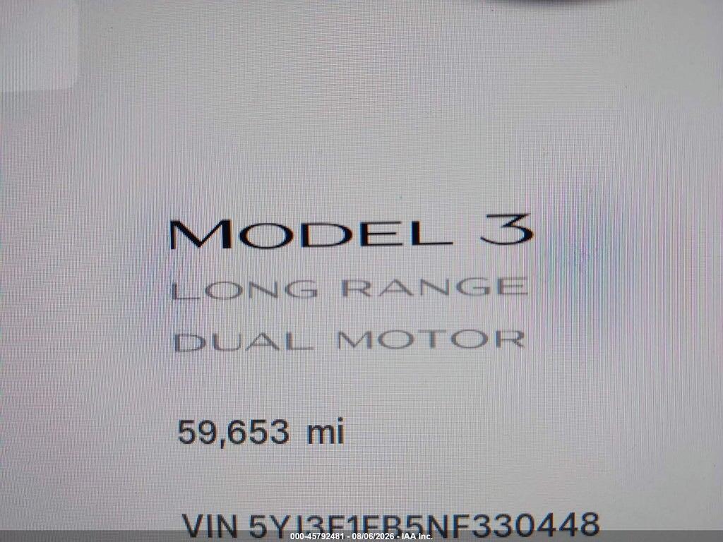 5YJ3E1EB5NF330448 2022 TESLA MODEL 3 photo no. 7