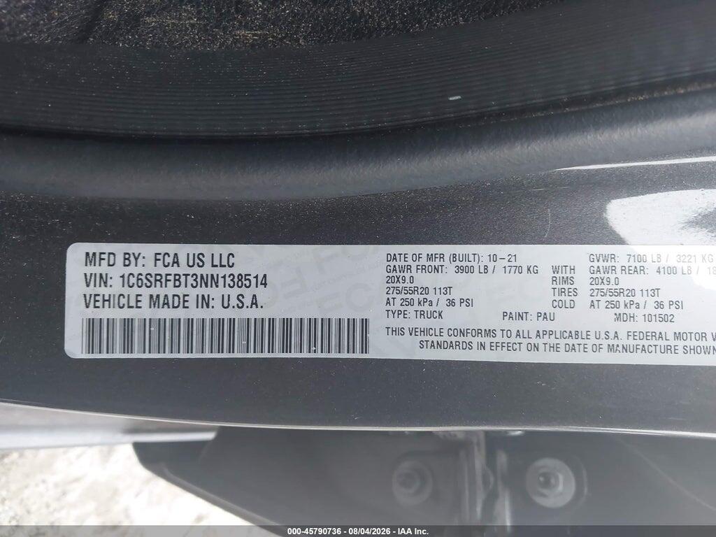 1C6SRFBT3NN138514 2022 RAM 1500 photo no. 9