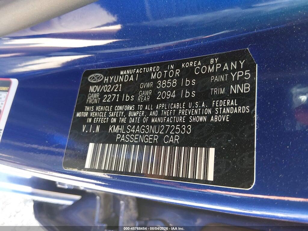 KMHLS4AG3NU272533 2022 HYUNDAI ELANTRA photo no. 9