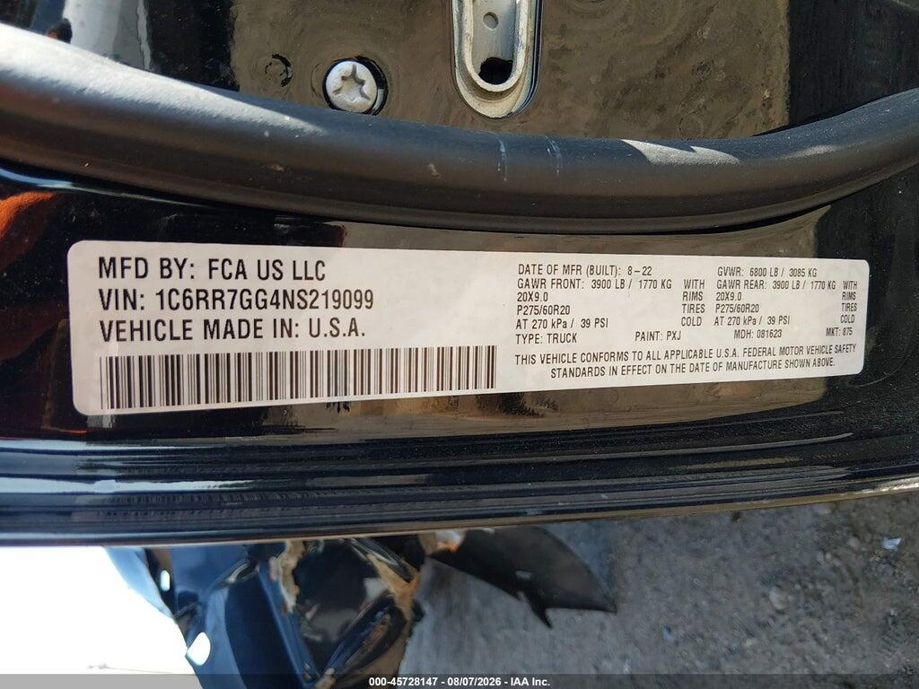 1C6RR7GG4NS219099 2022 RAM 1500 CLASSIC photo no. 9