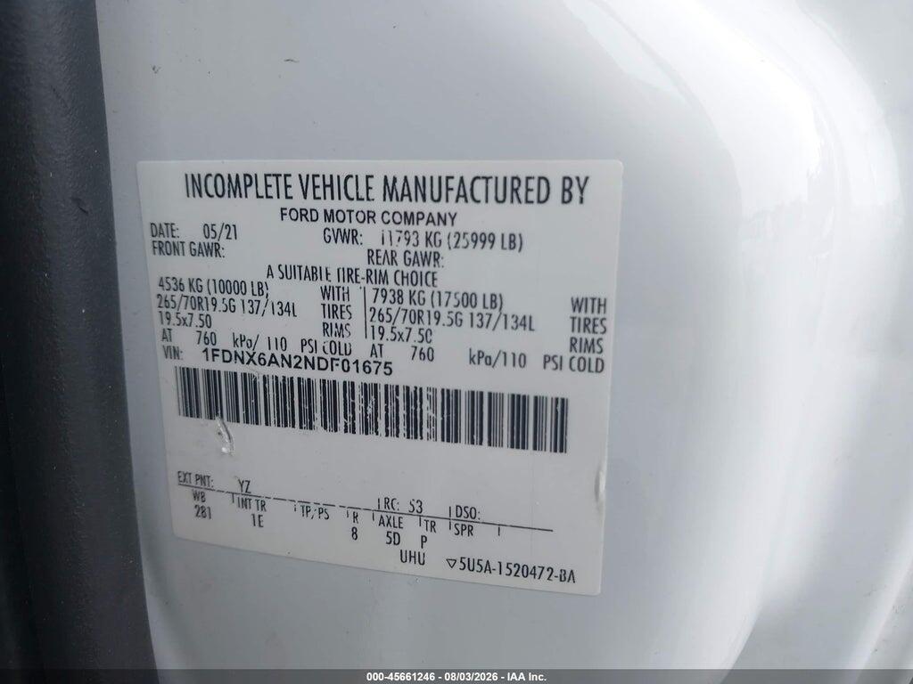 1FDNX6AN2NDF01675 2022 FORD F-650 GAS photo no. 9