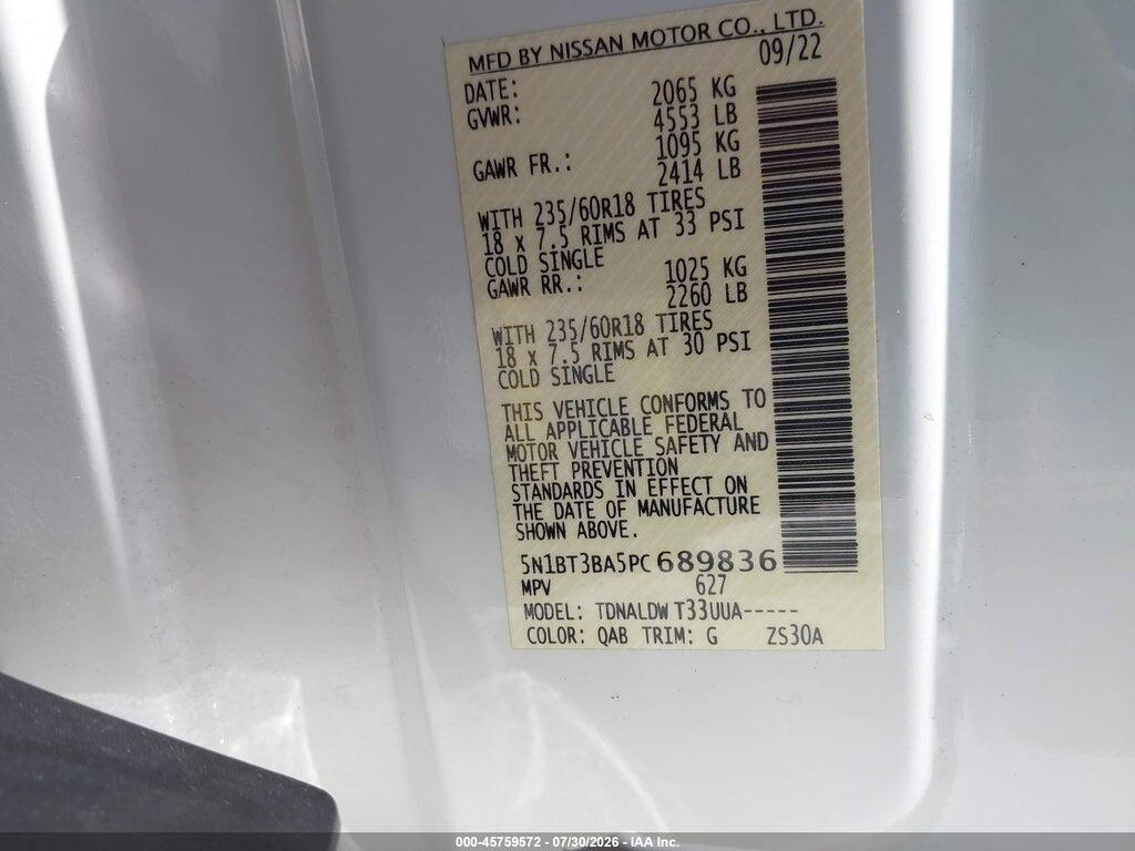 5N1BT3BA5PC689836 2023 NISSAN ROGUE photo no. 9