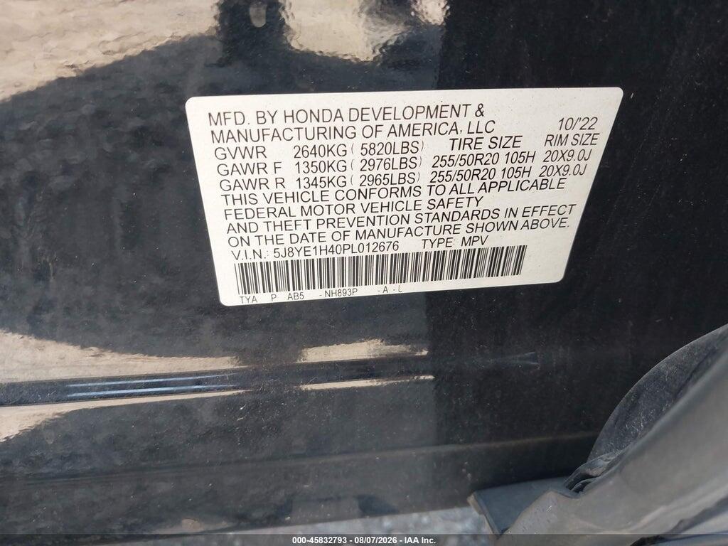 5J8YE1H40PL012676 2023 ACURA MDX photo no. 9