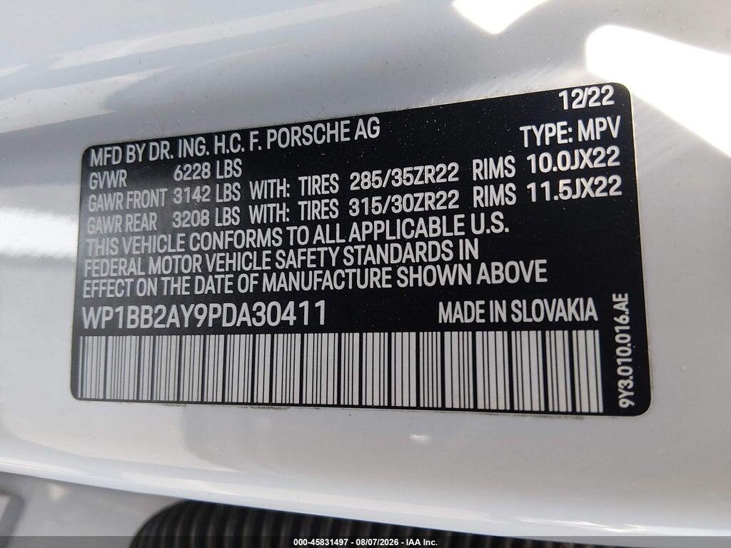 WP1BB2AY9PDA30411 2023 PORSCHE CAYENNE COUPE photo no. 9