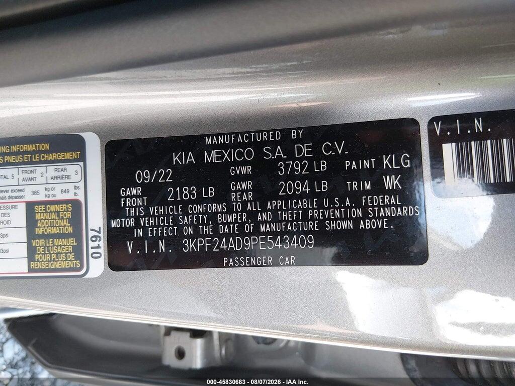 3KPF24AD9PE543409 2023 KIA FORTE photo no. 9