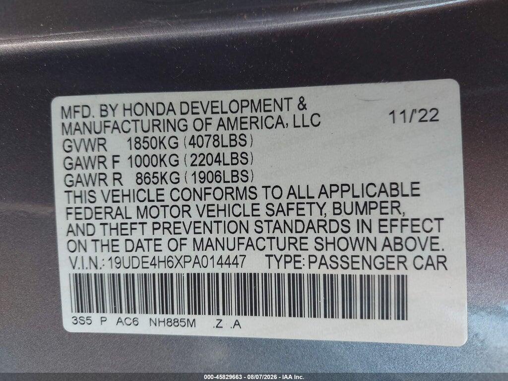 19UDE4H6XPA014447 2023 ACURA INTEGRA photo no. 9