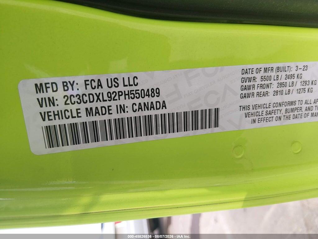 2C3CDXL92PH550489 2023 DODGE CHARGER photo no. 9