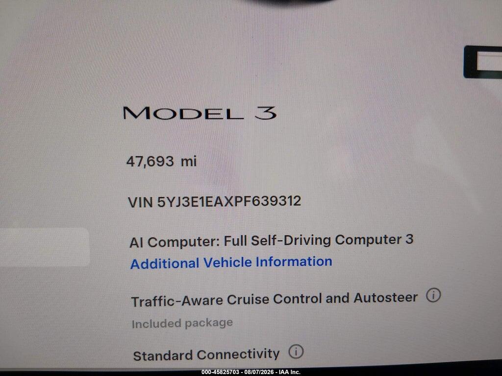 5YJ3E1EAXPF639312 2023 TESLA MODEL 3 photo no. 7