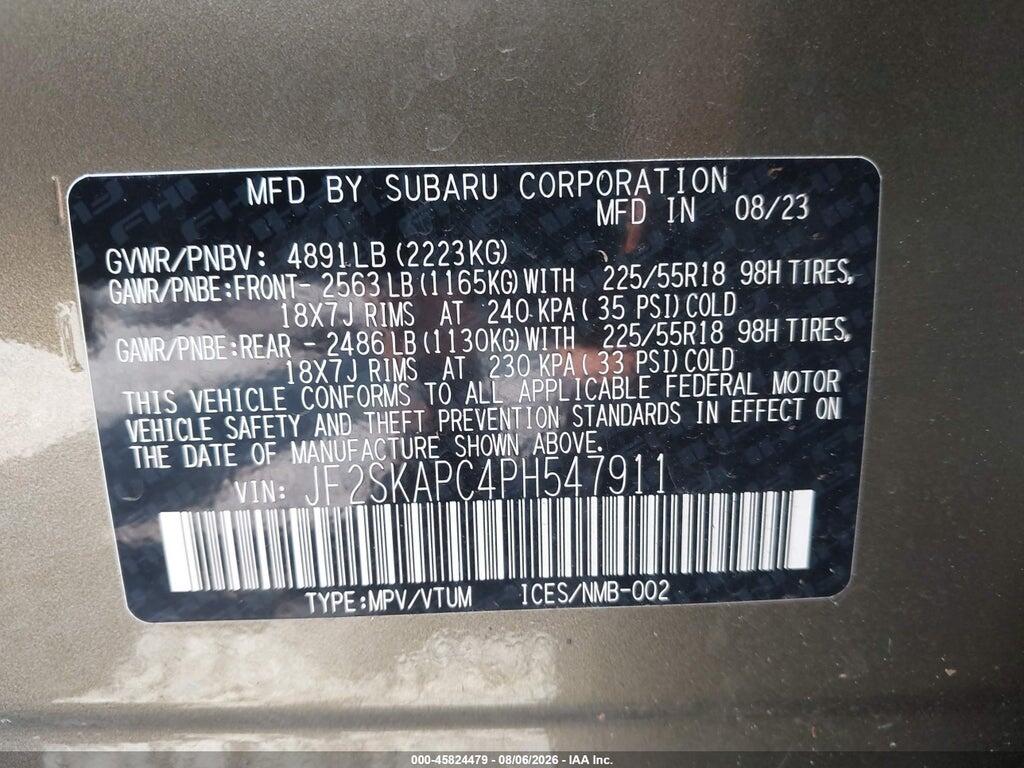 JF2SKAPC4PH547911 2023 SUBARU FORESTER photo no. 9