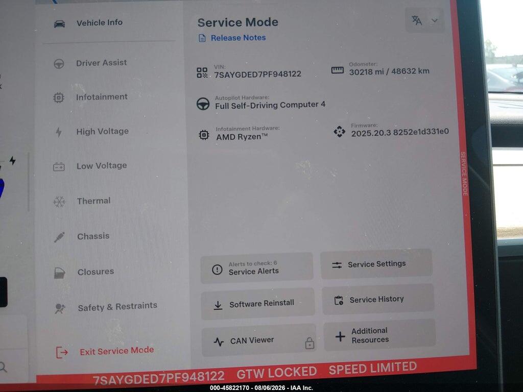 7SAYGDED7PF948122 2023 TESLA MODEL Y photo no. 7