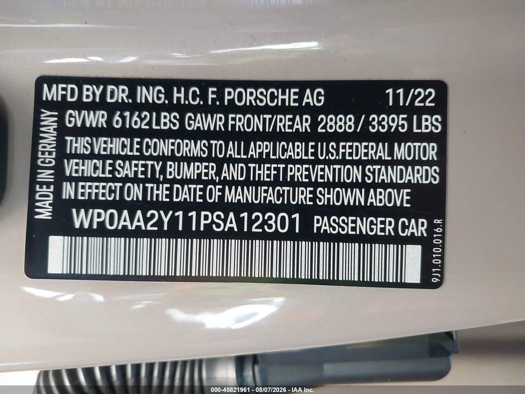 WP0AA2Y11PSA12301 2023 PORSCHE TAYCAN photo no. 9