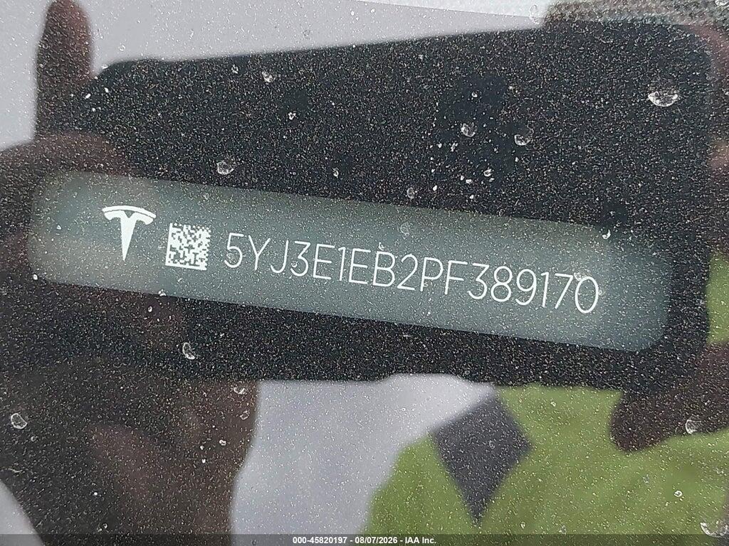 5YJ3E1EB2PF389170 2023 TESLA MODEL 3 photo no. 9