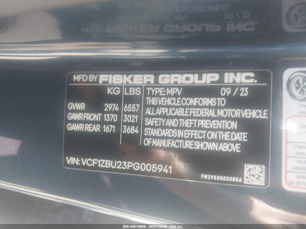 VCF1ZBU23PG005941 2023 FISKER OCEAN photo no. 9