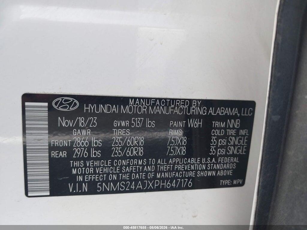 5NMS24AJXPH647176 2023 HYUNDAI SANTA FE photo no. 9