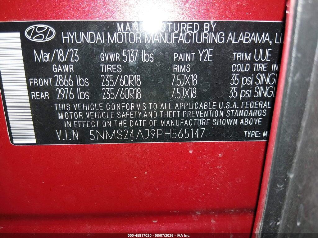 5NMS24AJ9PH565147 2023 HYUNDAI SANTA FE photo no. 9