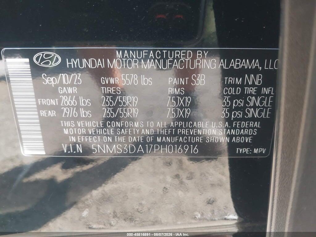 5NMS3DA17PH016916 2023 HYUNDAI SANTA FE photo no. 9