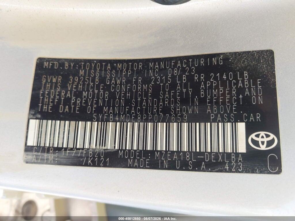 5YFB4MDE8PP077659 2023 TOYOTA COROLLA photo no. 9